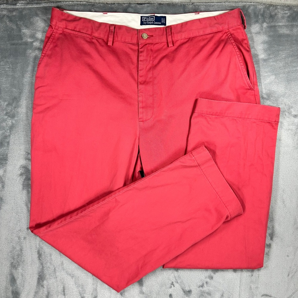 Polo Ralph Lauren Mens Classic Chino Pants Red Straight Leg Cotton 38x32